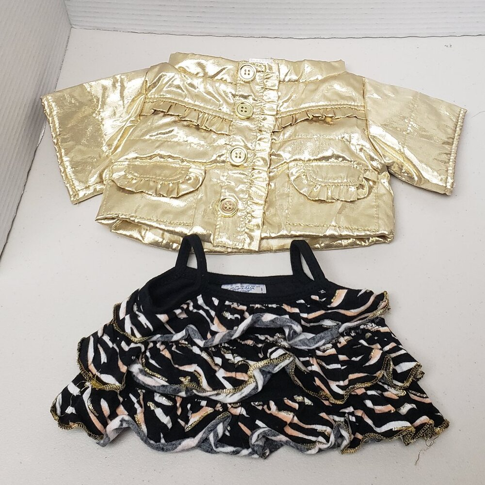 Build A Bear Gold Jacket & Ruffle Shirt